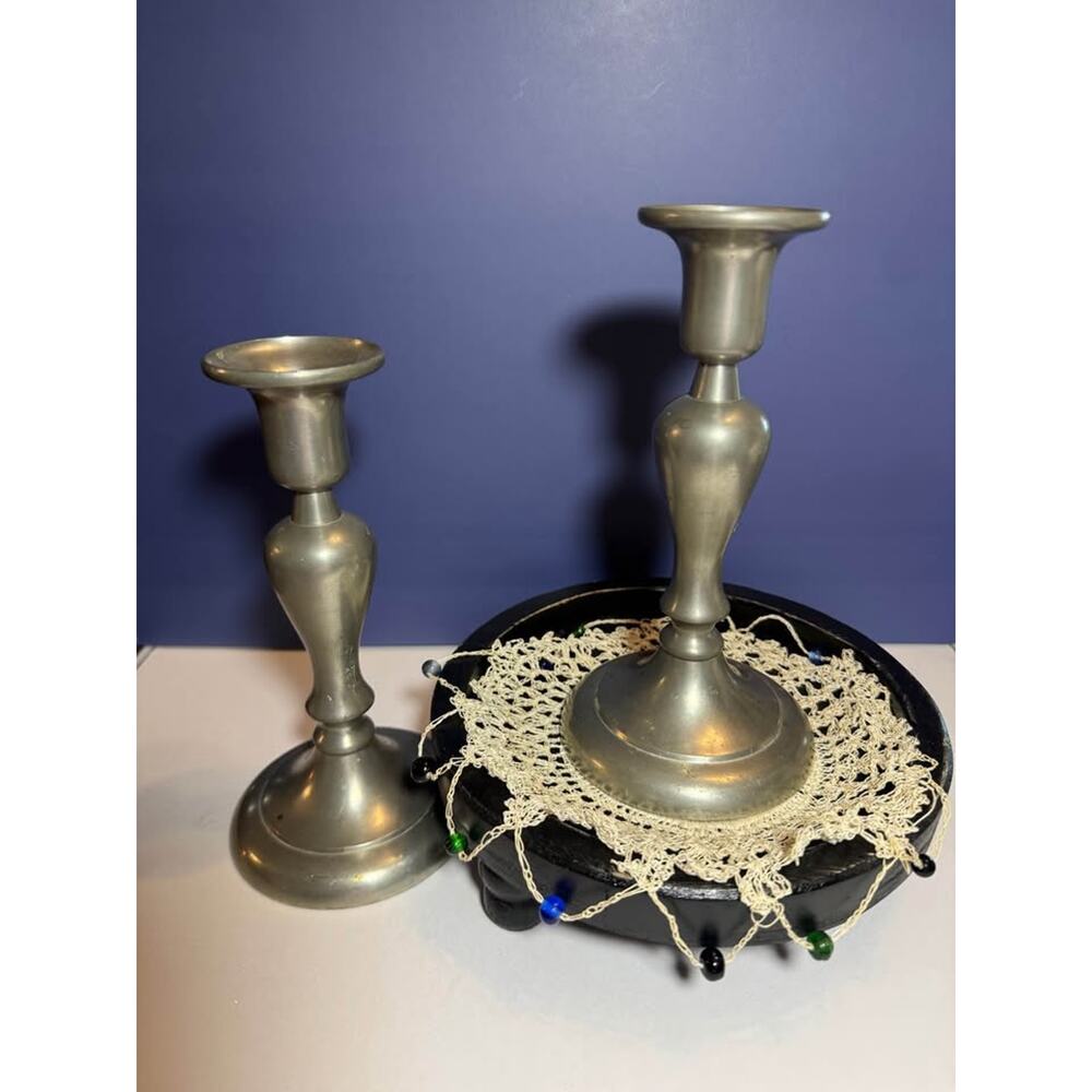 Vintage Pewter Candlesticks Pair